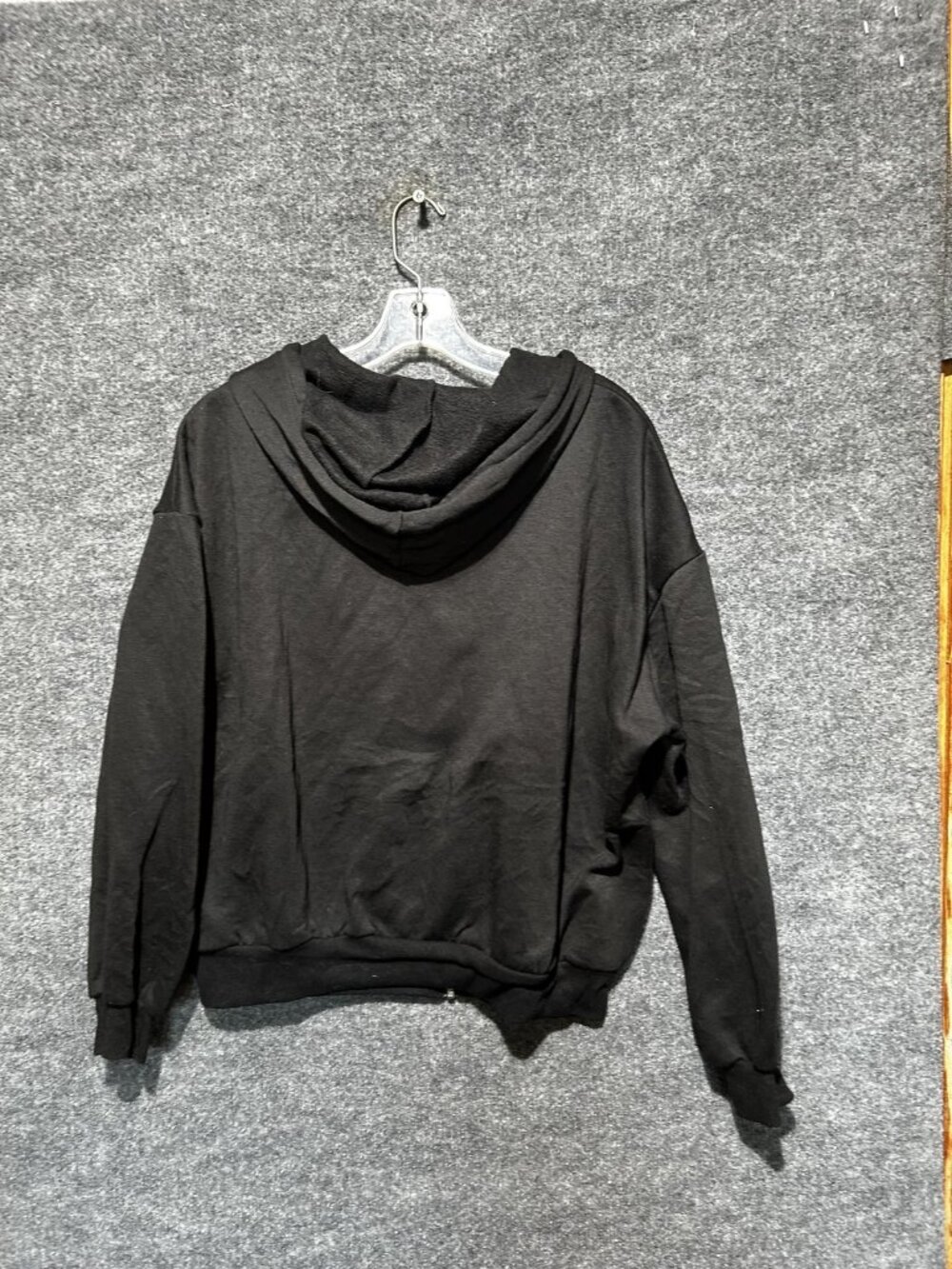SHEIN Hoodie Womens Large Black Full Zip Fleece Sweatshirt Pockets Solid Basic - Picture 2 of 7